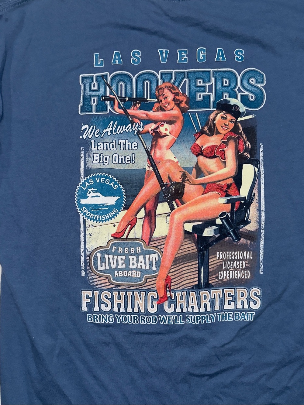 Las Vegas hookers comedy graphic  Short Sleeve T-Shirt - Blue - Picture 3 of 3